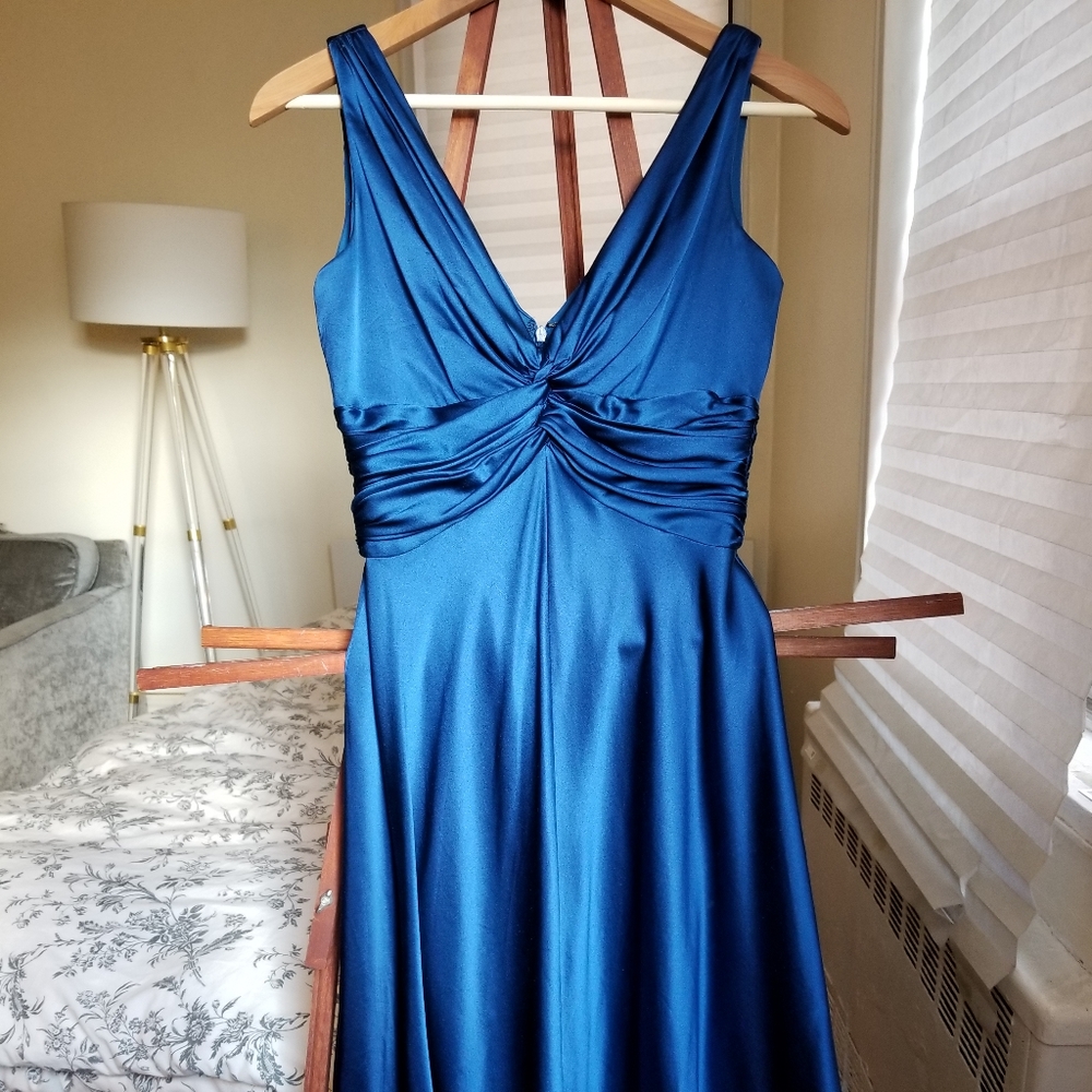 Royal Blue 100% Silk Semi-formal Dress, Sz 2